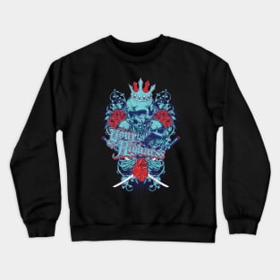 skull with crown and heart Crewneck Sweatshirt